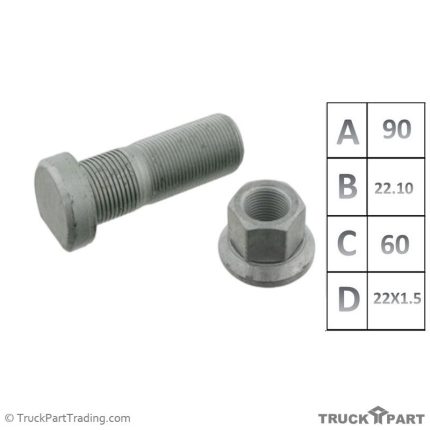 پیچ چرخ 90 آکسور,فوکس و BPW